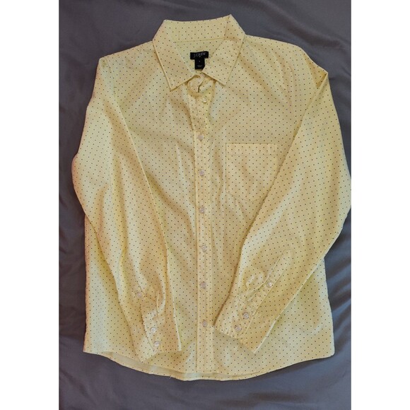 Women's J.Crew Polka Dot Button Down Shirt Small Yellow Purple - Picture 1 of 6